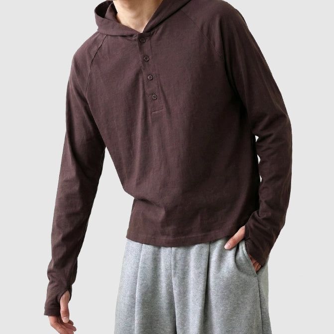 UNDEROFF（アンダーオフ）の「Fingerhole Crop Hooded Long Sleeve Ash Purple（Tops）」