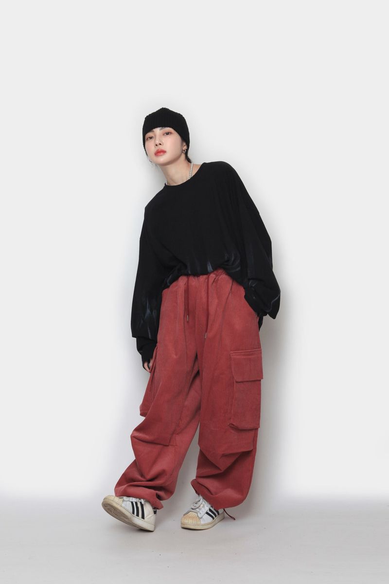 Golden Big Cargo Balloon Pants