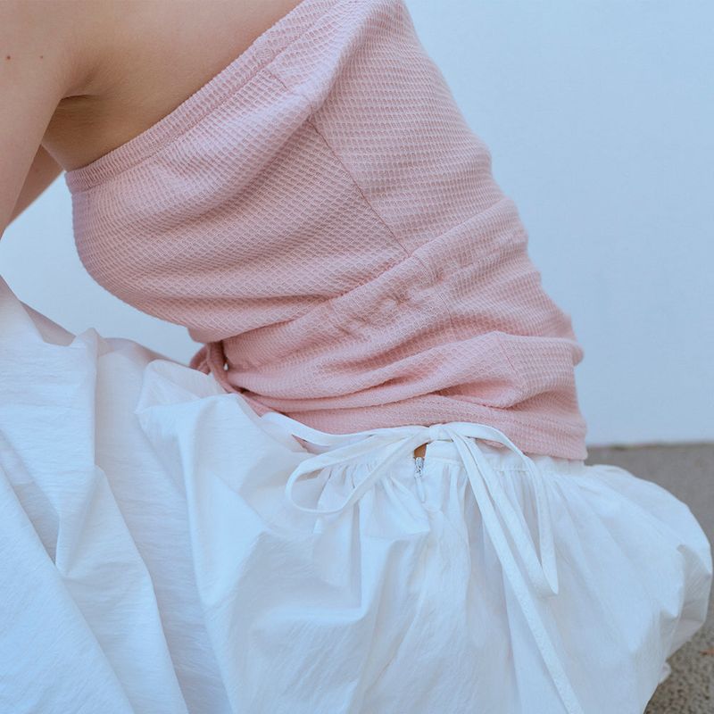  WAFFLE TUBE TOP, PINK