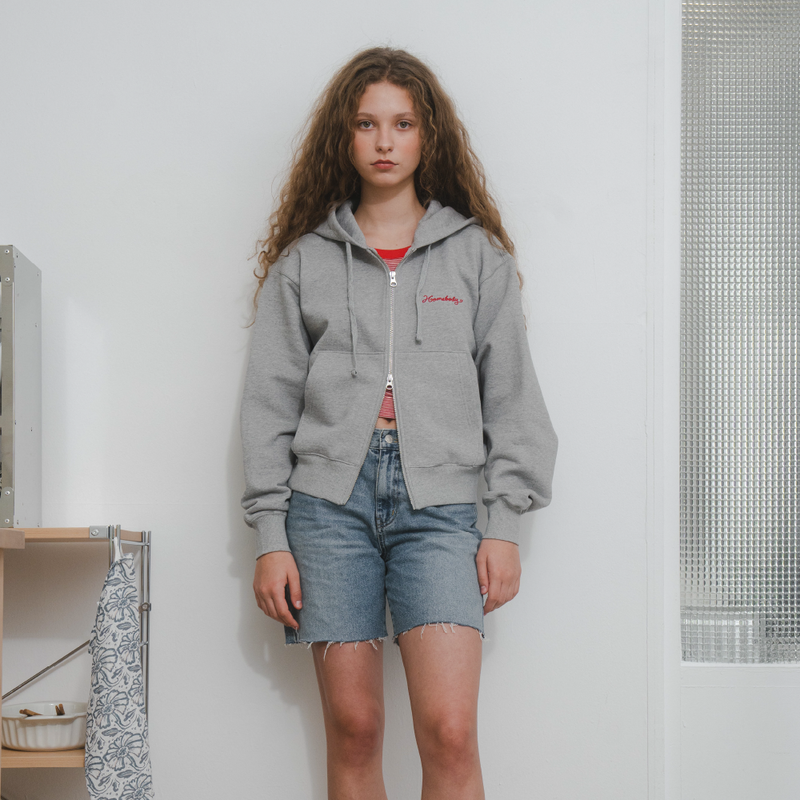 Two Way Heavy Cotton Zip Hoodie (GRAY)