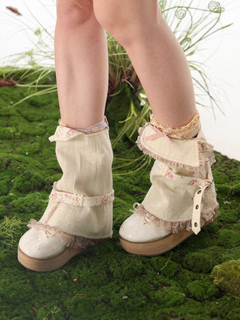 rose island（ローズアイランド）の「Rose Island ピュアコットン アシンメトリー パッチワーク フローラル ワイドパンツ ブーツカット裾（アクセサリー）」