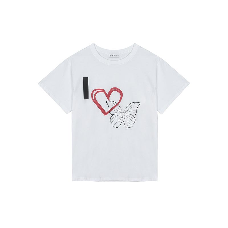 NICK&NICOLE(ニック&ニコール)の「I LOVE BUTTERFLY SLEEVE TOP_WHITE(Tops)」