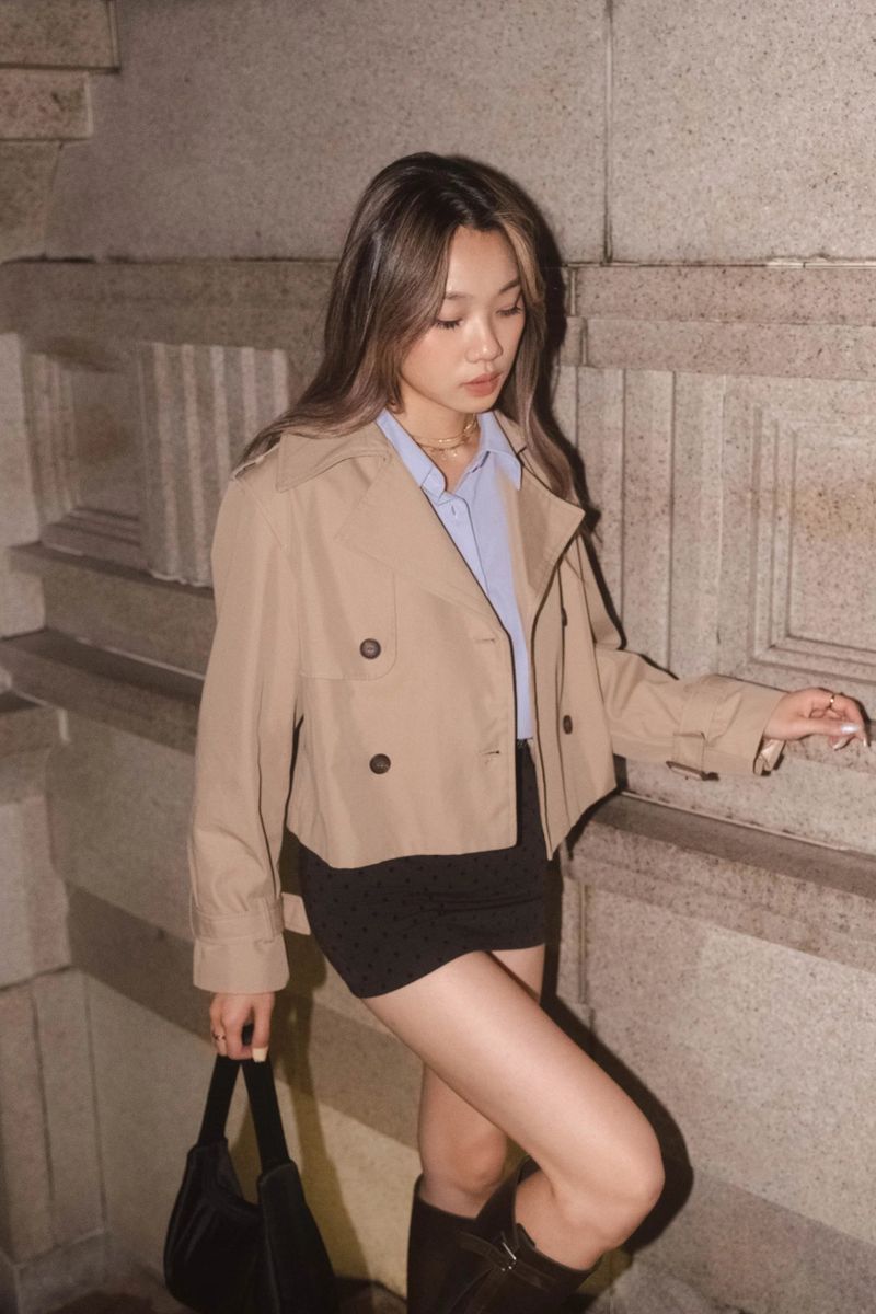 Marron Glacé Trench Coat Cropped