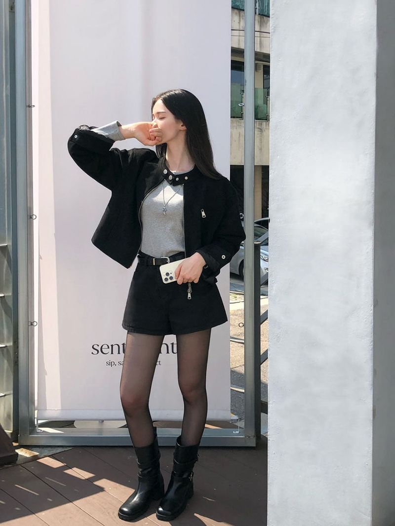 [BELLIDE MADE] BAND COLLAR, SUEDE CROP JACKET