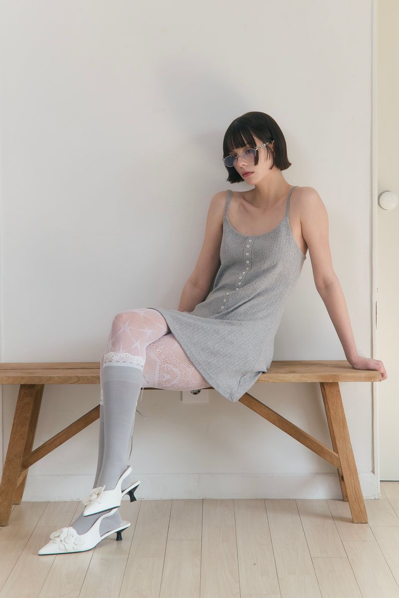 Sweet Dreams Button Mini Dress (Gray)