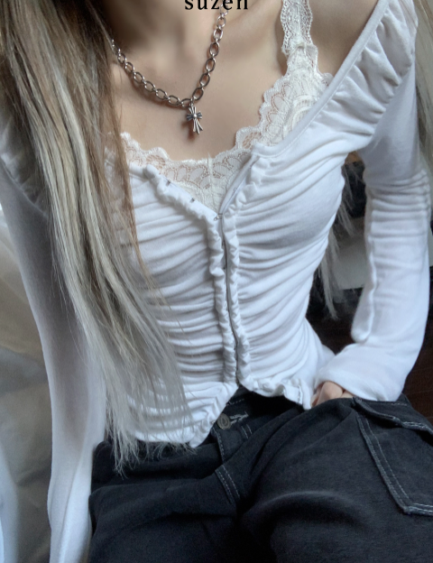 Lips shirring hook top (white)