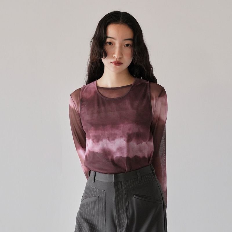 sheer marble layered tops