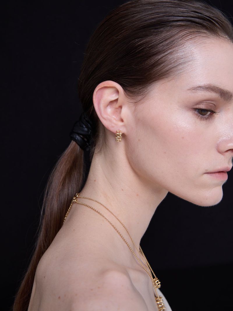 Multi Hash Tag Small Hoop Earrings (Gold)