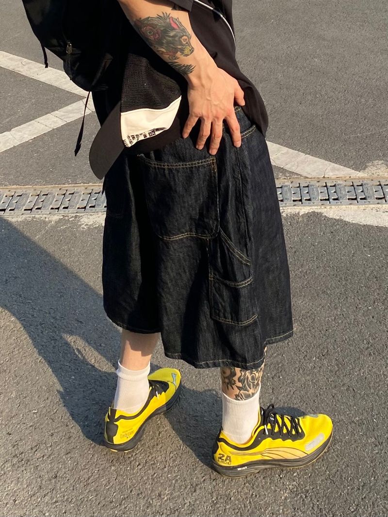 UNAIDUN（アネイダン）の「リネンカーペンターデニムハーフパンツ 2C（パンツ）」