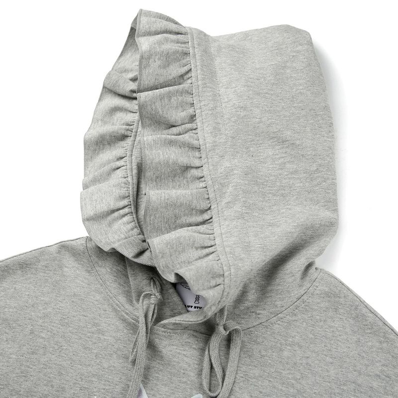 0 7 bunny ruffle hood - GREY