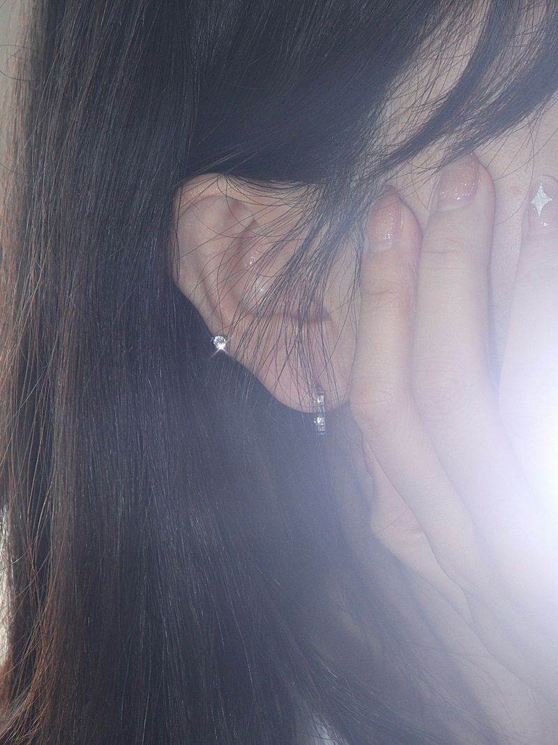 Surgical steel heart ring one-touch earrings