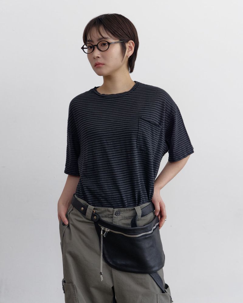 PARAKEET（パラキート）の「Stripe Washed Pocket Damage Tee （Tops）」