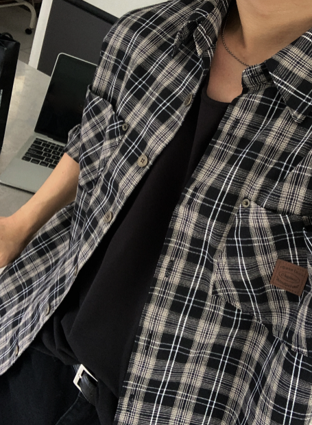Lime Vintage Patch Pocket Check Shirt