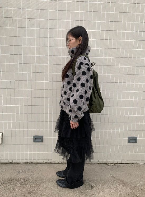 Ratmaru Dot Fleece Zip-Up Jumper