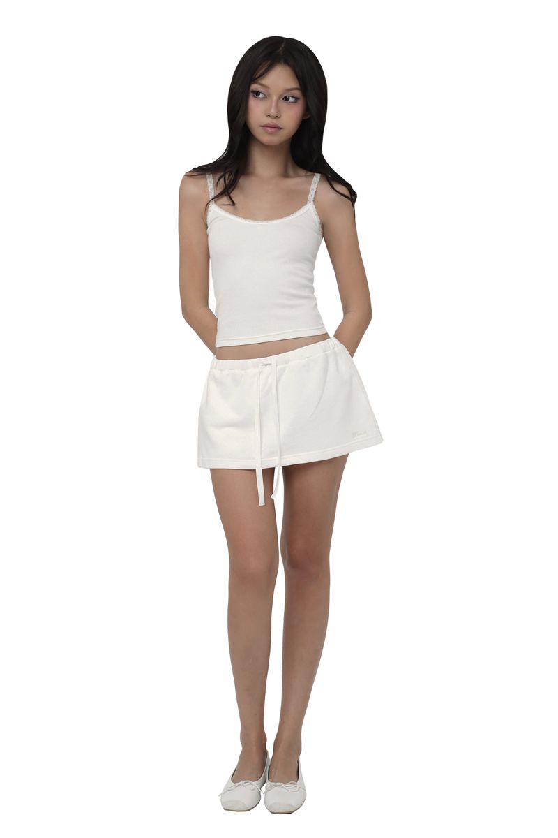 Basic logo low rise sweat skirt, White