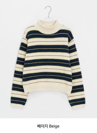 Hermot Half Neck Stripe Wool Knit