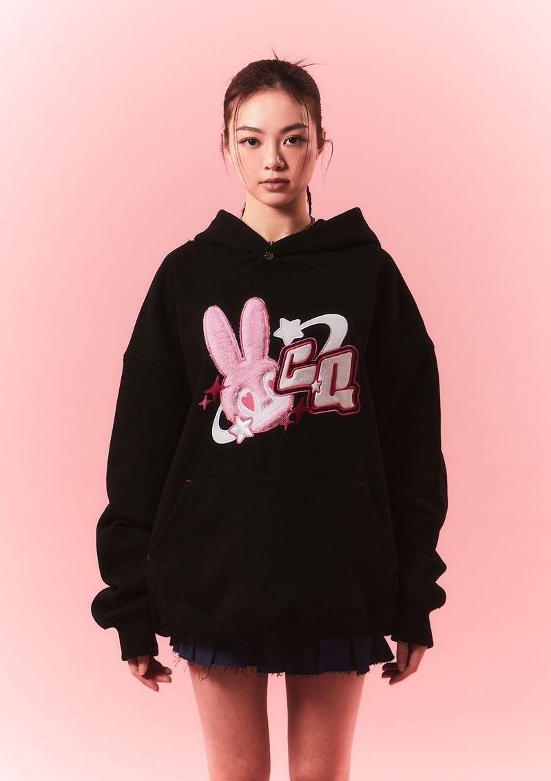 CHERRYQUIRI（チェリーキュリー）の「fur bunny planet hoody - black（Tops）」