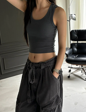 [BASIC ITEM] Rib crop sleeveless(9color)