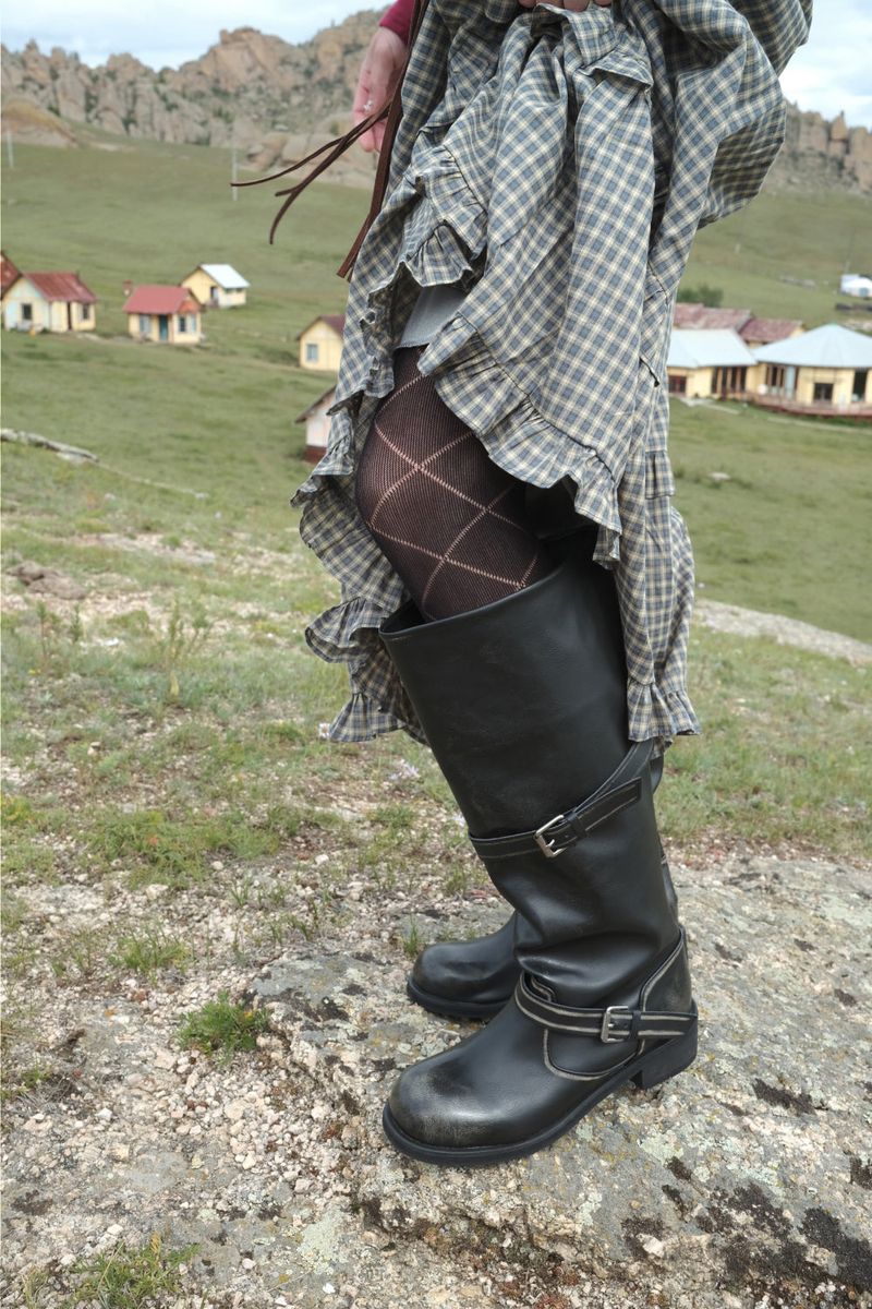 Biker buckle long boots (1color)