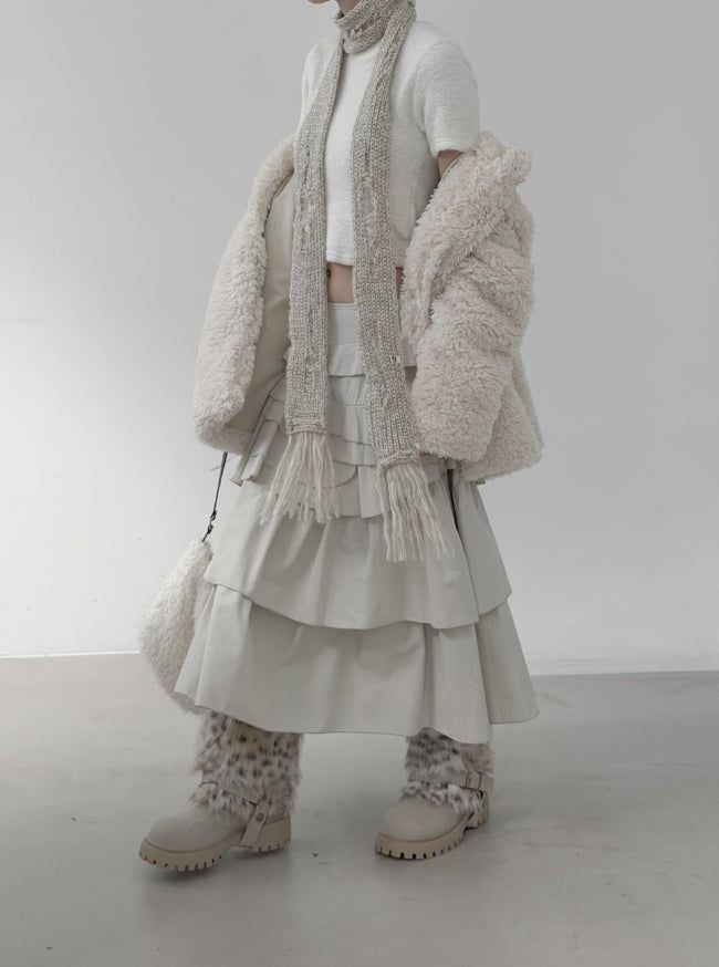 Anple Unbalanced Frill Tiered Skirt