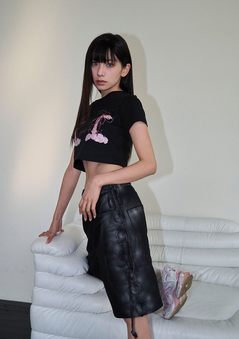 cross roses tee - black