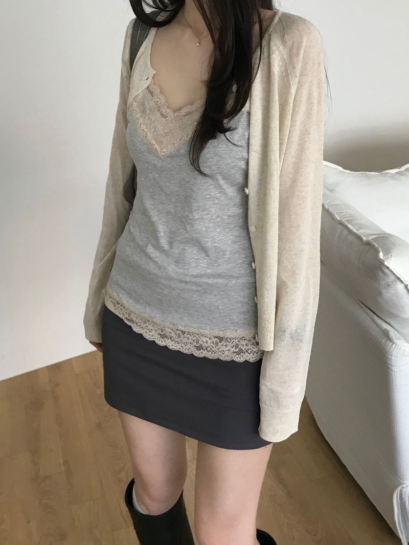 Slash linen round cardigan (4 colors)