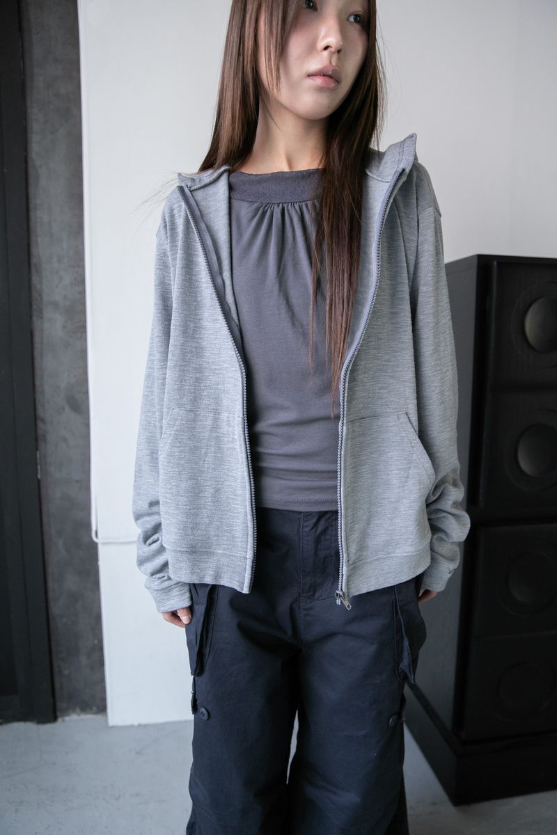 rough slub hoodie zip-up(4colors)