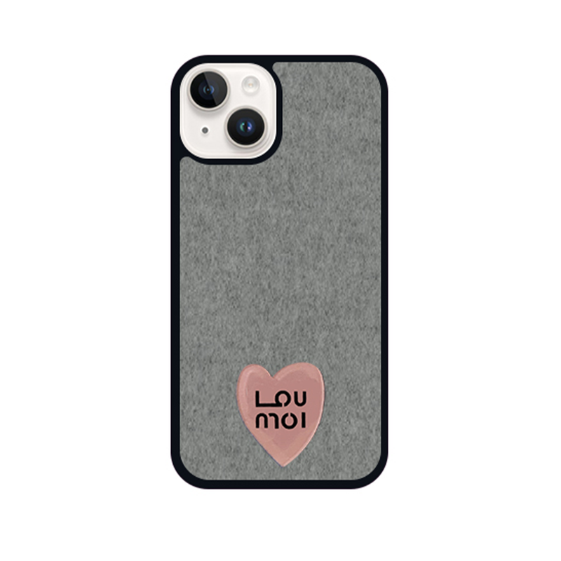 LOUMOI(ロウモイ)の「プレゼントシリーズニットラブ:グレー携帯ケース( ケースのみ) (スマホグッズ/小物)」