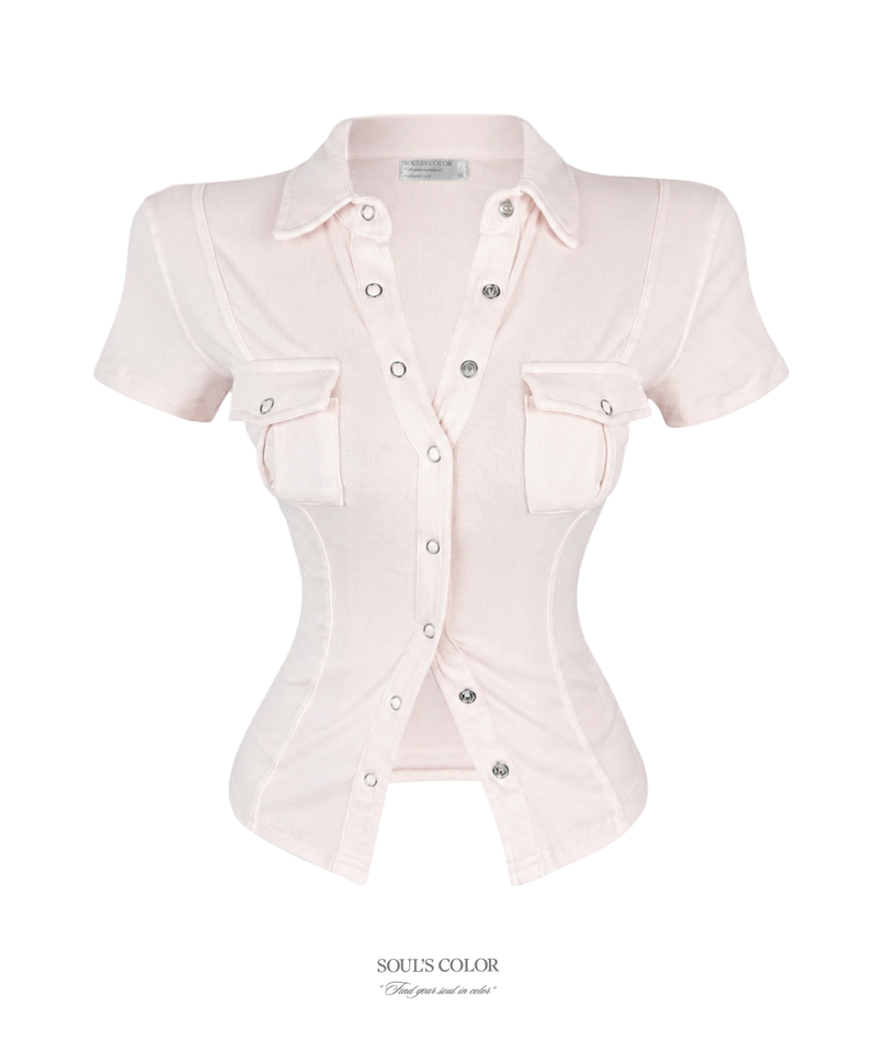 [MADE] VIVIEN SNAP POCKET SHIRT (4color)