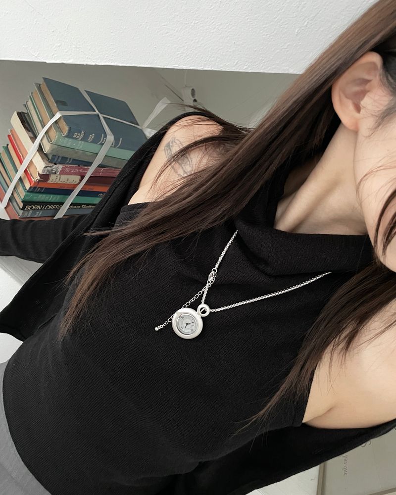Muted White Time Necklace