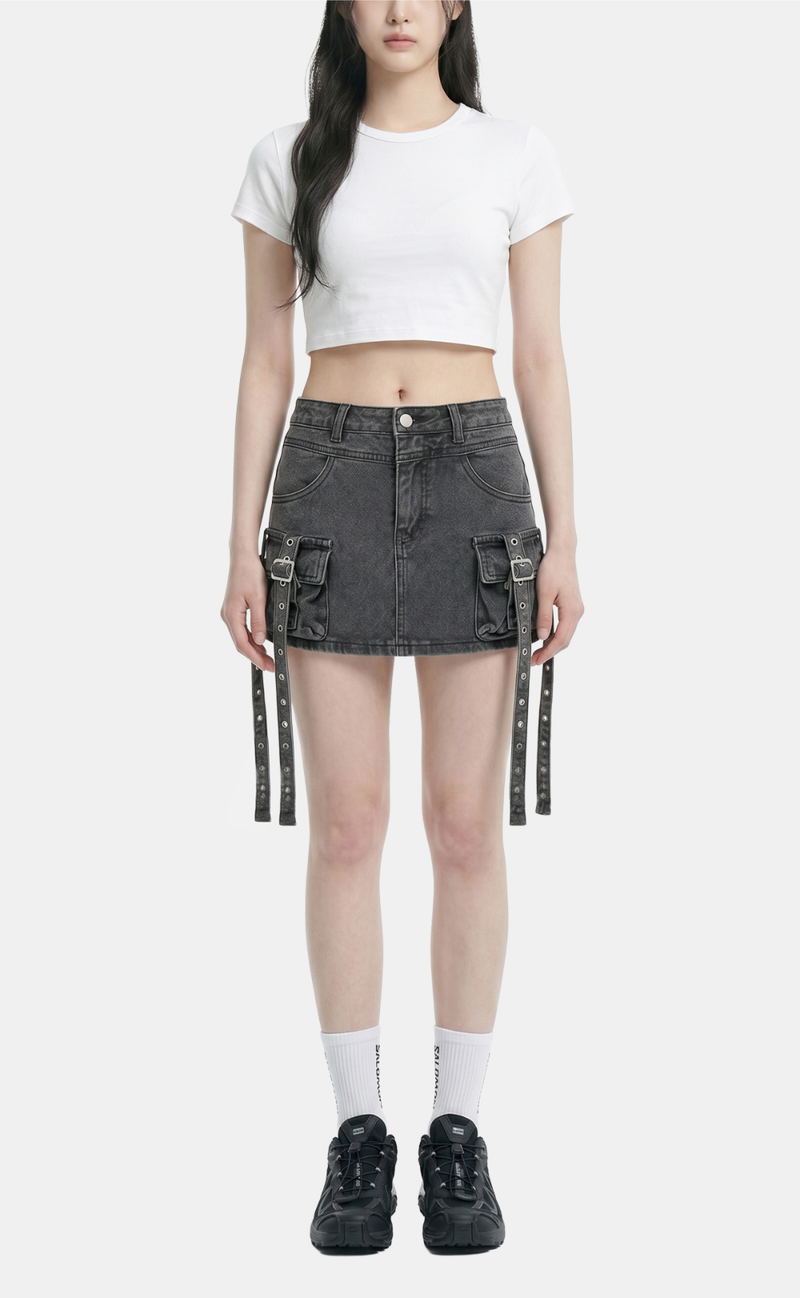 Luma Strap Denim Skirt