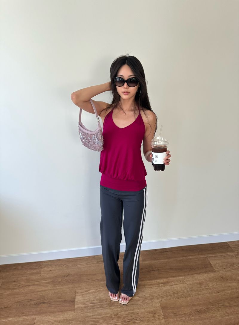sleek drape halter top