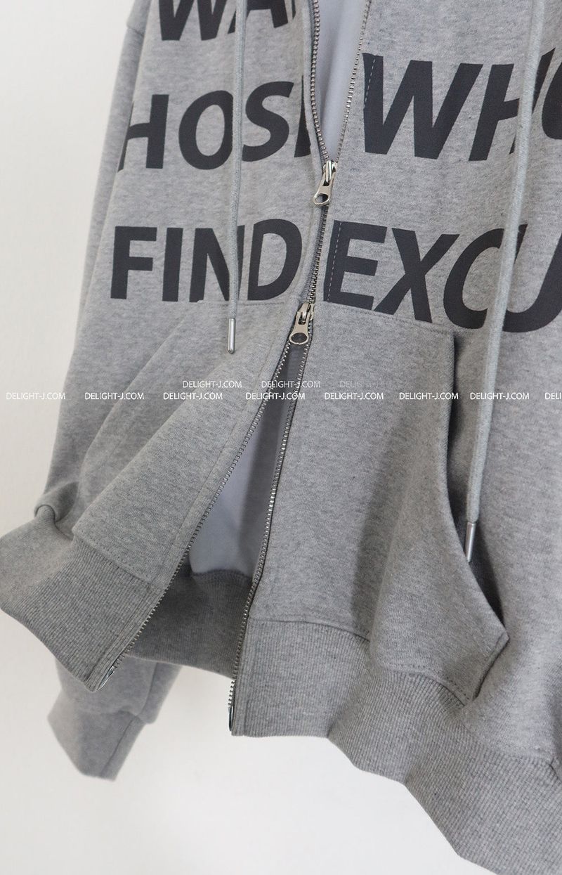 [UNISEX] One-two lettering oversized-fit hooded zip-up jacket