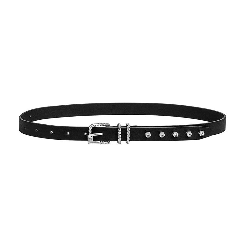 SENTIMENTS（サンティマン）の「NO.487 [SILVER] SCREW NUT BLACK LEATHER BELT（Fashion Accessories）」