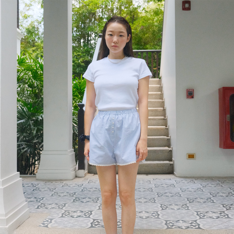 Stripe Lace Shorts (NAVY)