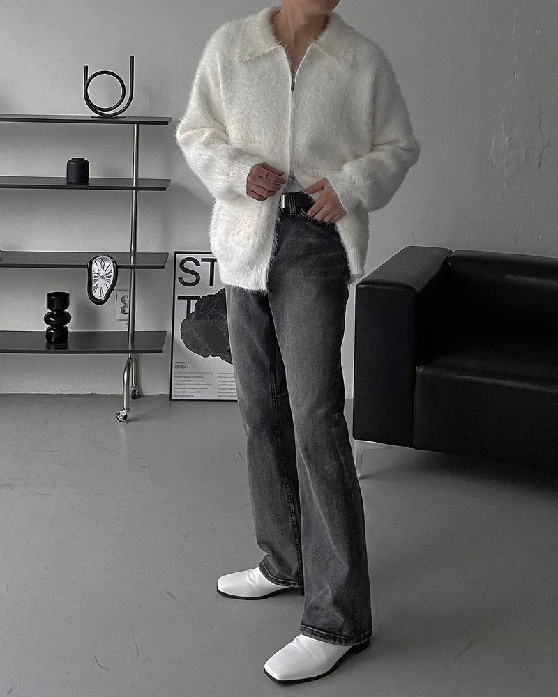 OA Blanc Angora Pocket Zip-Up (3 colors)