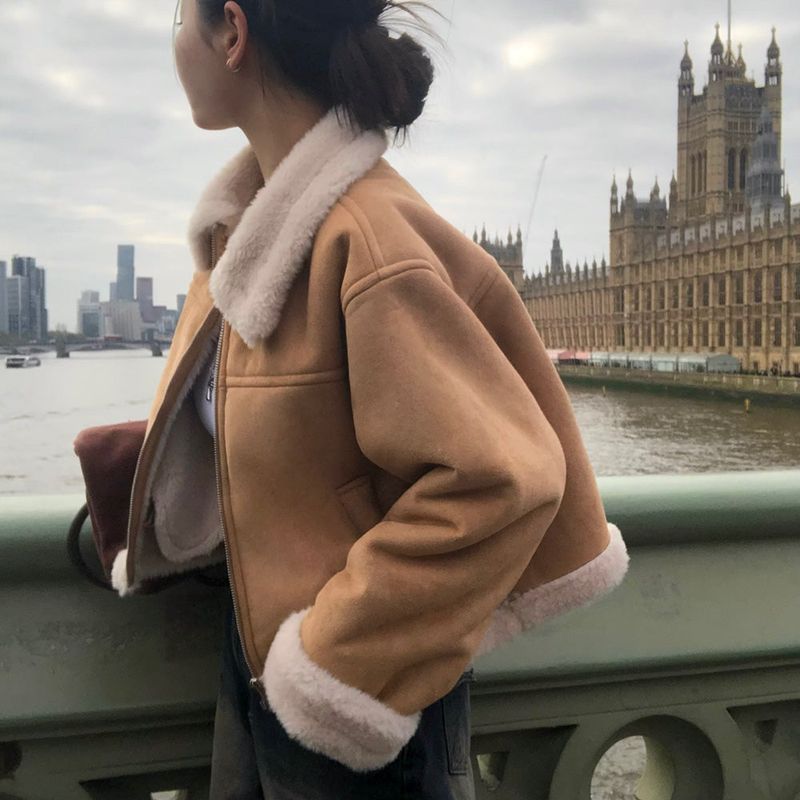 [BELLIDE MADE] Dave, suede cropped mouton jacket