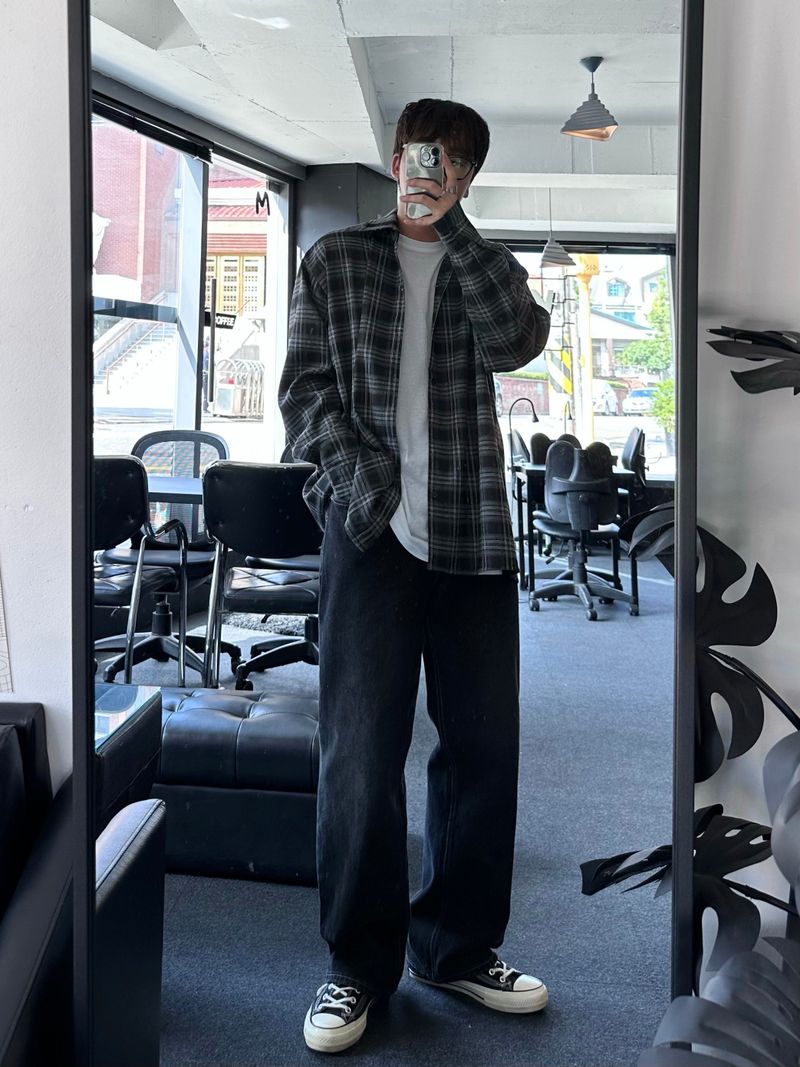 [premium] jack check overfit shirts