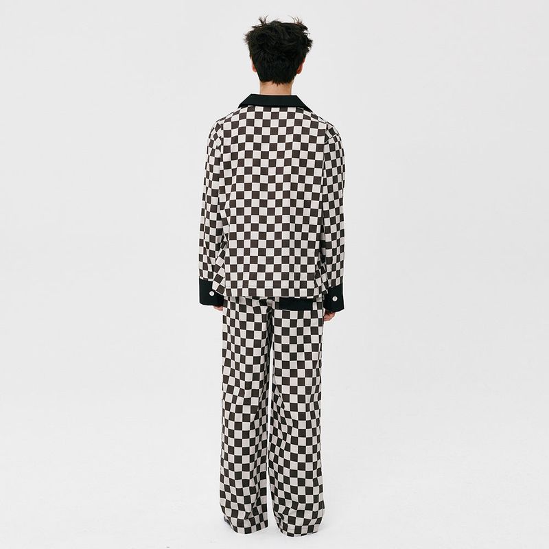 (M) Black Grid PJ Shirts