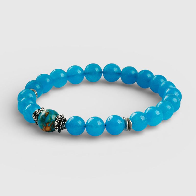 SVB-1021 Aqua Blue Stone Bead Bracelet