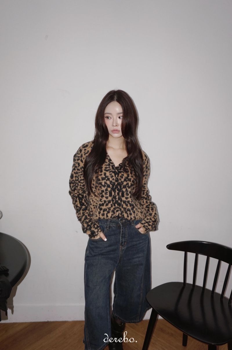 Mohair Leopard Cardigan Knitwear