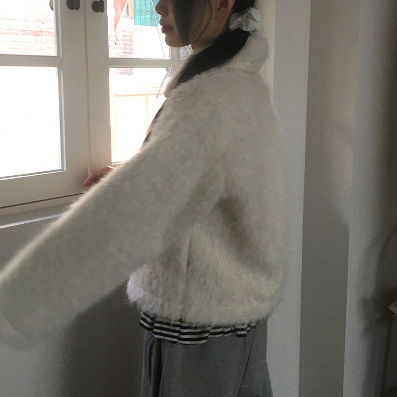 Venett Round Button Fur Short Jacket Coat