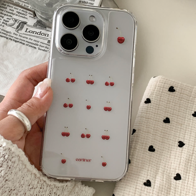 [made] cherry pattern jelly hard case