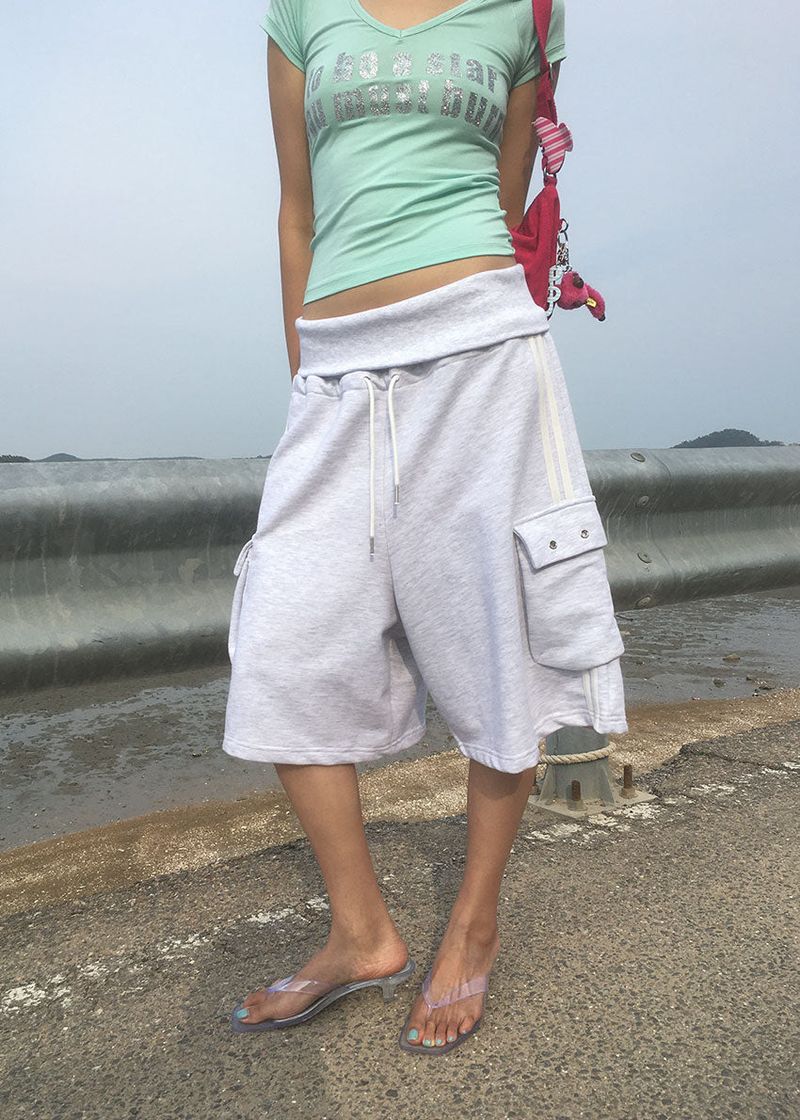 TRACK EYELET BERMUDA PANTS (3color)