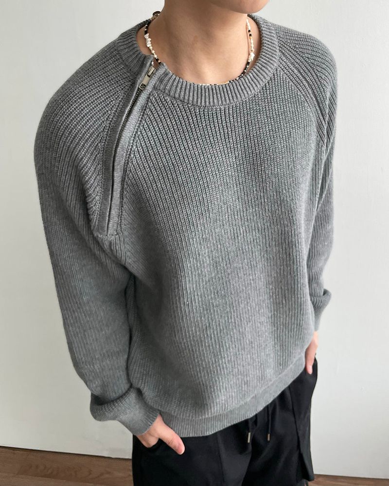 Sleek Zipper Round Knit