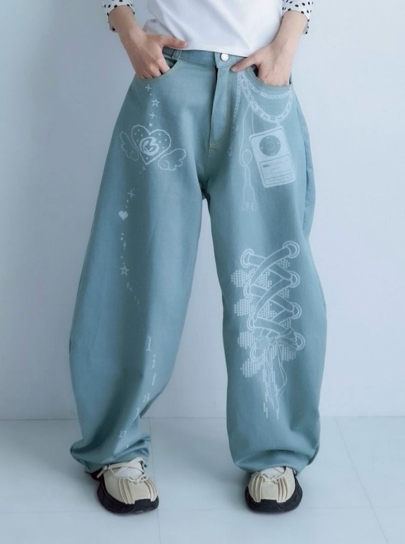 3Dpixel print denim(rightblue)