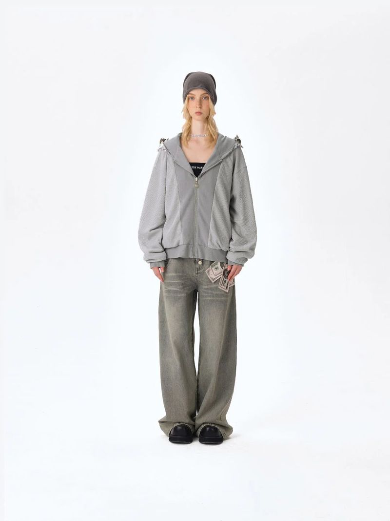 13DE MARZO(トレセ・デ・マルゾ)の「13DE MARZO Bear Cash Zipper Hoodie Grey(Tops)」