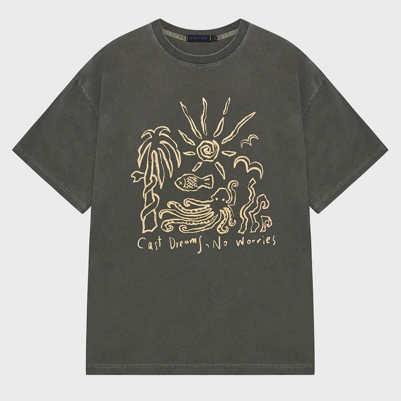 Sserpe(セルぺ)の「キャストドリームズノーウォーリーズピグメントハーフスリーブTシャツ カーキ(トップス)」