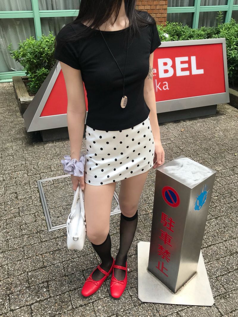 French Glow Dot Satin Mini Skirt