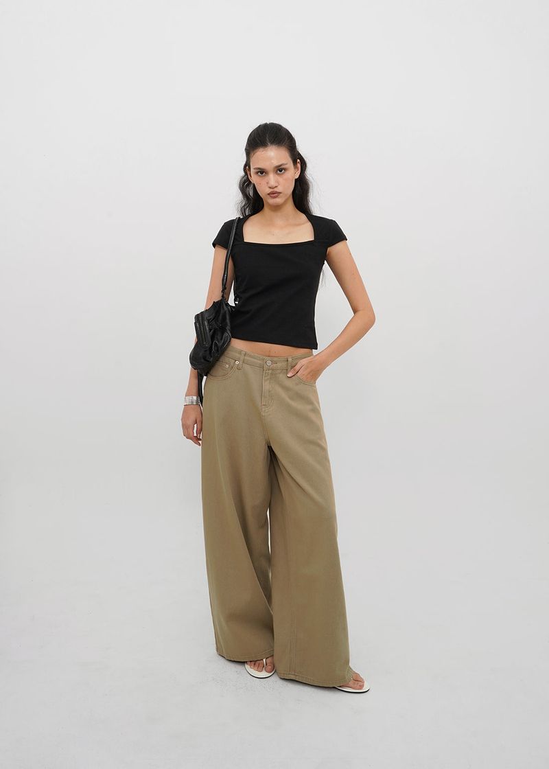 [B-DENIM] LOW WIDE COTTON PANTS 056